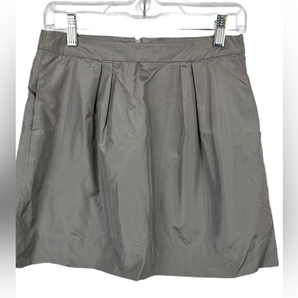 J Crew Factory Pleated Silk Metallic Gray Mini Skirt Sz 2 Holiday Wedding NWT